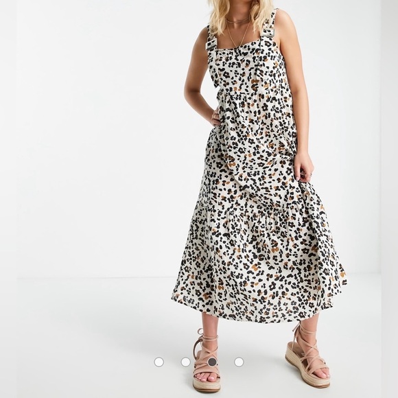 ASOS Dresses & Skirts - ASOS White and Black Leopard Print Midi Dress